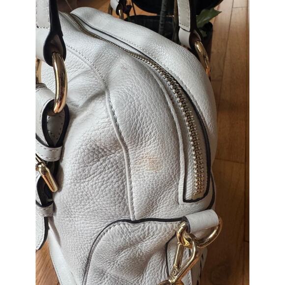 MICHAEL KORS GLADSTONE LARGE white LEATHER TOP ZIP LOGO SATCHEL (PU500 - Picture 6 of 13
